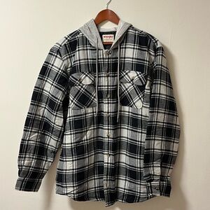 Wrangler Black and White Plaid Hoodie Shirt NWT